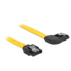 DELOCK 82829 Delock kabel SATA 6 Gb/s kątowy prawo/prosto metal. zatrzaski 50cm żółty