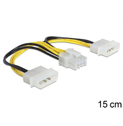 DELOCK 83410 Delock kabel zasilający wewnętrzny EPS 8PIN -> 2x Molex, 15 cm