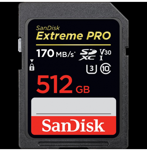 Karta pamięci SanDisk Extreme PRO SDXC 512GB V30 UHS-I U3, R/W 170/90 MB/s