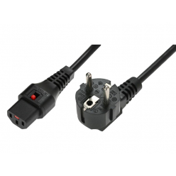ASM IEC-EL249S Kabel zasilający IEC LOCK 3x1mm2 Typ Schuko kątowy/IEC C13 M/Ż 1m czarny