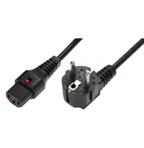 ASM IEC-EL249S Kabel zasilający IEC LOCK 3x1mm2 Typ Schuko kątowy/IEC C13 M/Ż 1m czarny