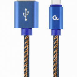 GEMBIRD CC-USB2J-AMCM-1M-BL Gembird kabel USB -C (metalowe wtyki, oplot nylonowy w kolorze denim - jeans) 1m