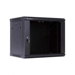 Szafa serwerowa Netrack 19" 9U 600x450mm – czarna drzwi szklane otwierane boki