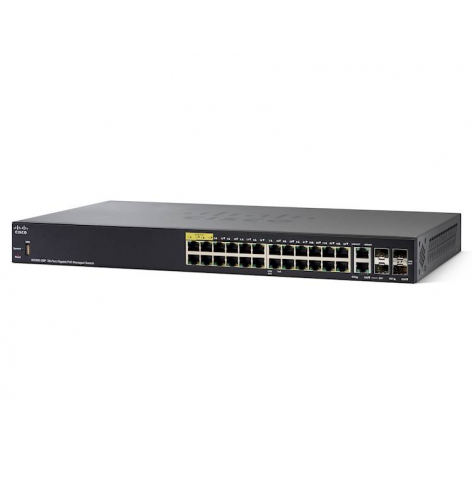 Switch zarządzalny Cisco SG350-28P 24 porty 10/100/1000 (PoE+) 2 porty Gigabit SFP 2 zestawy Gigabit SFP