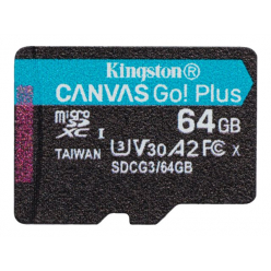 Karta pamięci KINGSTON 64GB microSDXC Canvas Go Plus 170R A2 U3 V30 Single Pack w/o ADP