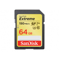 Karta pamięci SANDISK Extreme SD UHS-I Memory Card 64GB, C10, U3, V30, 150/60 MB/s