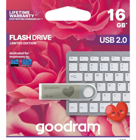 Pamięć USB Goodram UUN2 16GB USB2.0 White Valentine