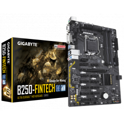 Płyta główna GIGABYTE GA-B250-FinTech LGA1151 Intel ATX Cryptocurrency Mining 12PCIe 3.0 DDR4 - Towar po naprawie (P)