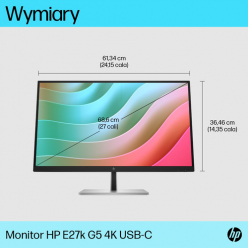 Monitor HP E27k G5 27" 4K 60Hz, USB-C, HDMI, DP