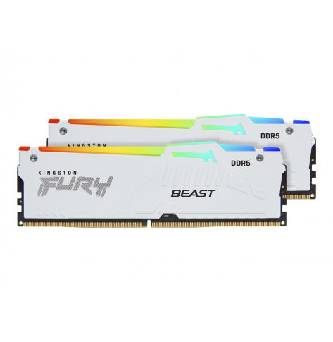 Pamięć KINGSTON FURY Beast 64GB DIMM 6000MT/s DDR5 CL40 Kit of 2 White RGB XMP