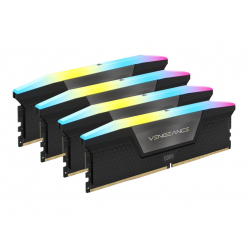 Pamięć CORSAIR VENGEANCE RGB 64GB 4x16GB DDR5 6200MT/s DIMM 32-38-38-80 Std PMIC XMP 3.0 czarny Heatspreader RGB LED 1.4V