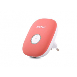 Wzmacniacz sygnału Netis WIFI Repeater mini, B/G/N300 z gniazdem RJ-45, do gniazdka 230V, różowy