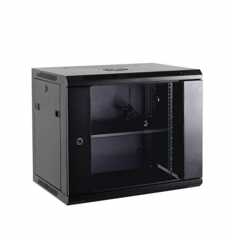 Szafa serwerowa Netrack  19" 15U 600x600mm – czarna drzwi szklane otwierane boki