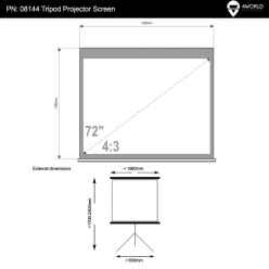 Ekran projekcyjny ze statywem 4World 145x110 (72'',4:3) biały mat