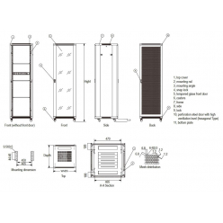 Szafa serwerowa Linkbasic 19'' 37U 800x800mm czarna  drzwi przednie szklane 