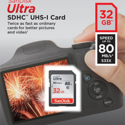 Karta pamięci SanDisk Ultra SDHC 32GB Class 10 UHS-I, Odczyt: do 80MB/s