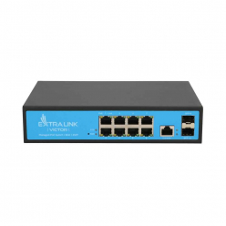 Switch sieciowy zarządzalny Extralink Victor ex.8222 8 portów 10/100/1000 (PoE+) 2 porty SFP (mini-GBIC) (uplink)