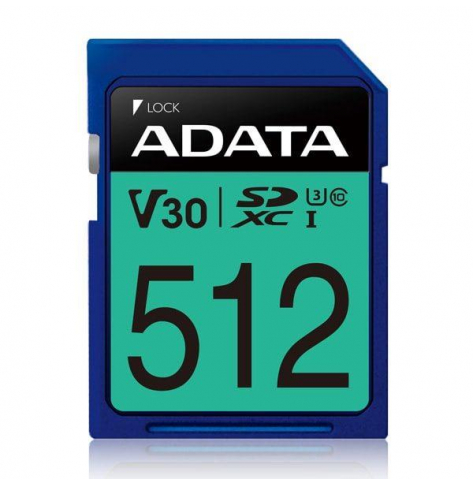 Karta pamięci ADATA 512GB Premier Pro SDXC UHS-I U3 Class 10 (V30S), R/W up to 100/80 MB/s