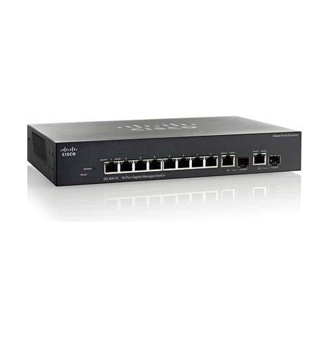 Switch zarządzalny Cisco SG350-10 8 portów 1000BaseT (RJ45) 2 porty COMBO GEth (RJ45)/MiniGBIC (SFP)