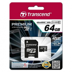 Karta pamięci Transcend Micro SDXC 64GB Class 10 UHS-I +adapter SD