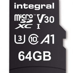 Karta pamięci Integral 64GB MICRO SDXC 70V30, R:100MB/s W:70MB/s U3 V30 + ADAPTER