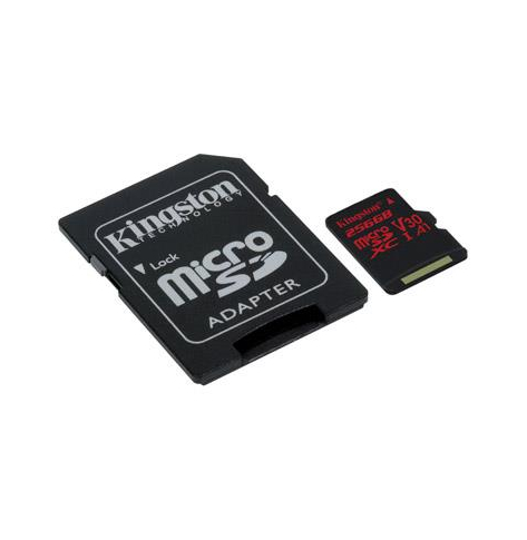 Karta pamięci Kingston microSDXC Canvas React 256GB 100R/80W U3 UHS-I V30 A1 Card + SD Adptr