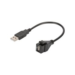 DIGITUS USB 2.0 Keystone module for DN-93832 with 16 cm cable black RAL 9005
