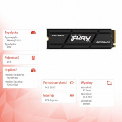 Dysk KINGSTON 4TB Renegade PCIe 4.0 NVMe SSD w/ Heatsink