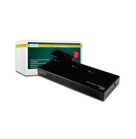 DIGITUS Rozdzielacz/Splitter DVI z audio (miniJack), 1920x1200p, 2-portowy