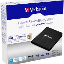 Napęd optyczny Verbatim External Slimline Blu-ray Writer USB 3.1 GEN 1 with USB-C Connection